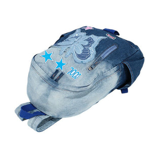 VILZSTUDIOS Y2K denim backpack with butterfly and star patches