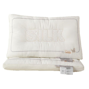 VILZSTUDIOS White rectangular bed pillow with butterfly embroidery, quilted lettering and piped edges