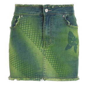 VILZSTUDIOS Denim skirt featuring butterfly design