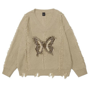 VILZSTUDIOS Butterfly inspired worn sweater from VILZSTUDIOS