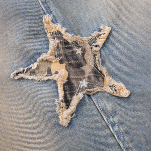 VILZSTUDIOS Wide leg denim jeans with star and camouflage details