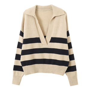 VILZSTUDIOS Casual collar striped pullover for streetwear fashion