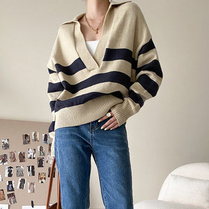 VILZSTUDIOS Casual collar striped pullover for streetwear fashion