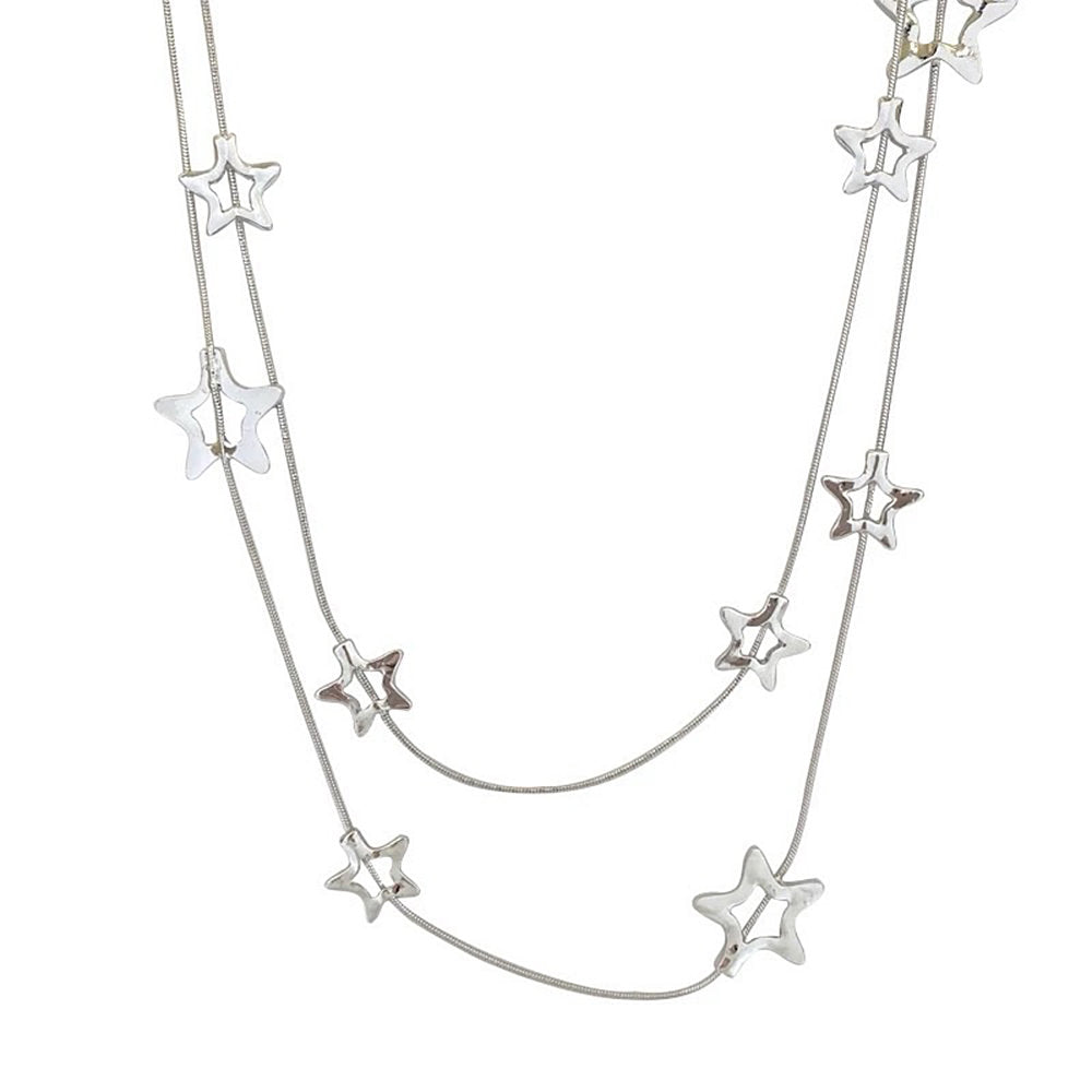 VILZSTUDIOS Layered necklace with silver chains and star pendants