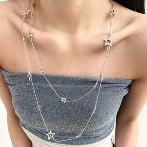 VILZSTUDIOS Layered necklace with silver chains and star pendants
