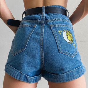 VILZSTUDIOS Celestial Stitch Denim Shorts for casual style