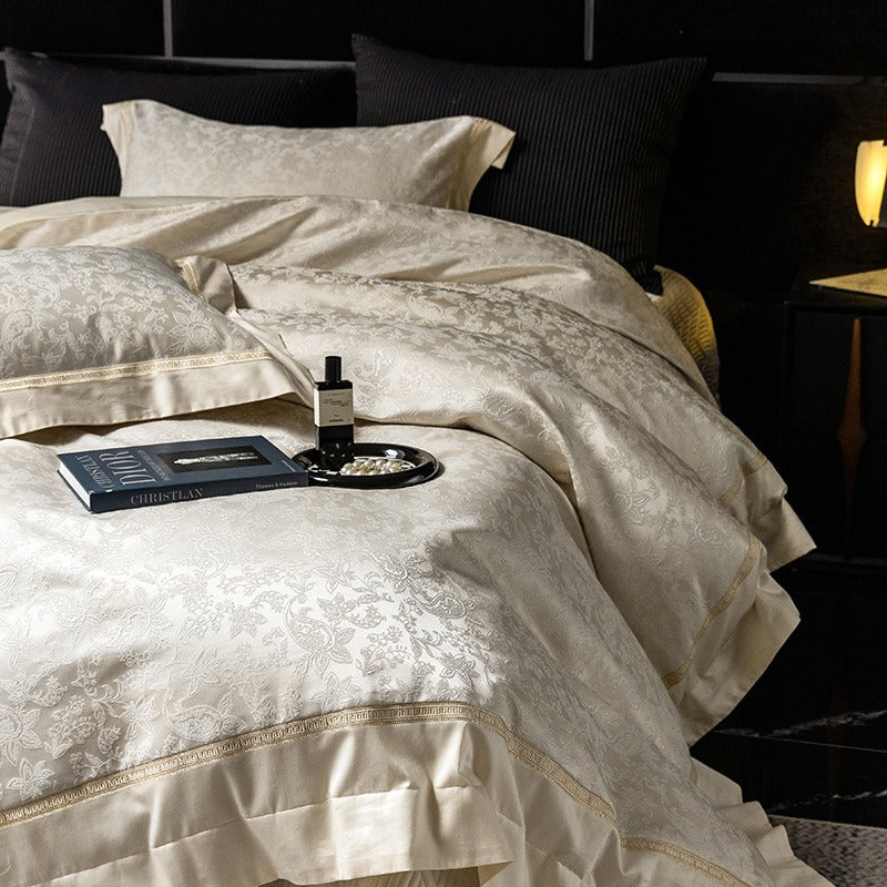 Champagne Damask Duvet Cover Set