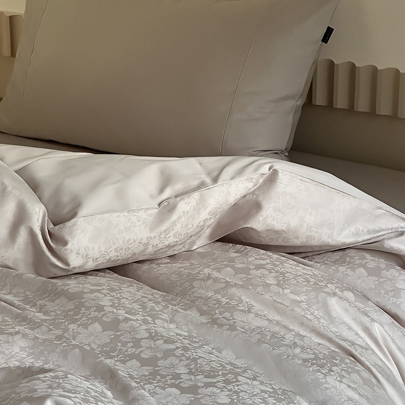 Champagne Floral Jacquard Bedding Set