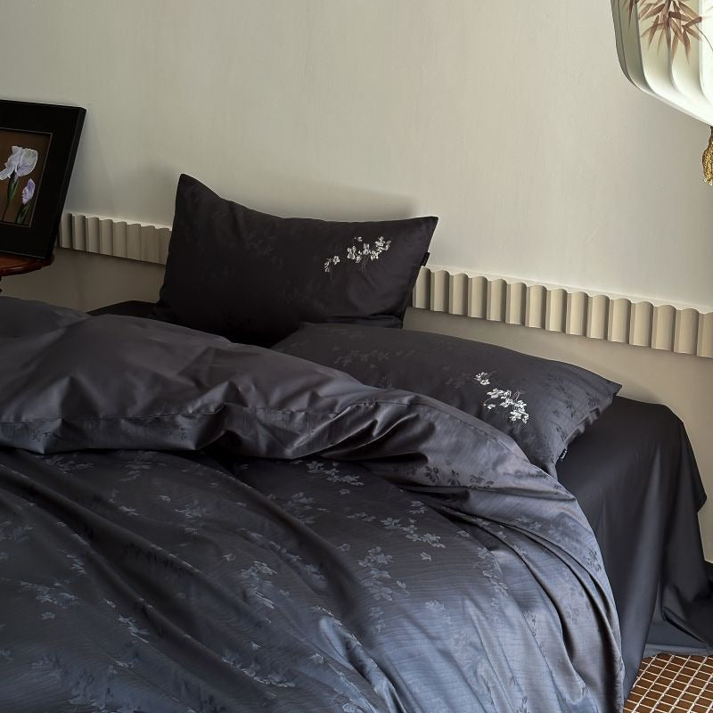 Charcoal Damask Duvet Cover Set