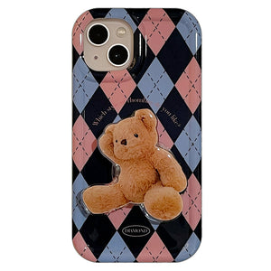 VILZSTUDIOS Argyle Bear PopSocket iPhone Case