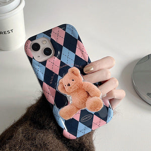 VILZSTUDIOS Argyle Bear PopSocket iPhone Case