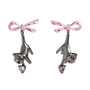 VILZSTUDIOS Cute kitten and bow earrings for stylish accessories