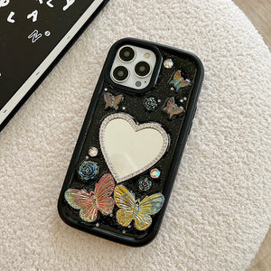 VILZSTUDIOS Stylish mirror iPhone case with floral and butterfly design
