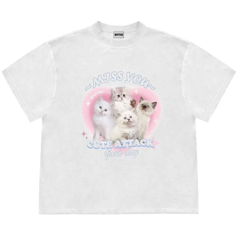 VILZSTUDIOS Charming graphic t-shirt featuring kittens and playful text