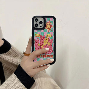 VILZSTUDIOS Charming embroidery phone case featuring cute cats design
