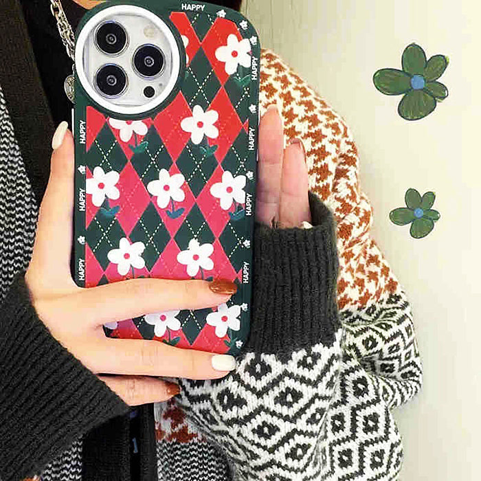 VILZSTUDIOS Trendy iPhone case with floral argyle design