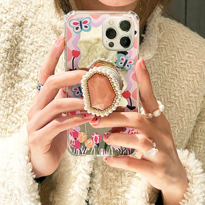VILZSTUDIOS Floral pearl iPhone case with butterfly design