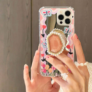 VILZSTUDIOS Floral pearl iPhone case with butterfly design