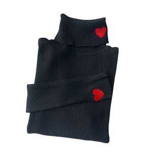VILZSTUDIOS Charming Heart Embroidery Turtleneck Jumper from VILZSTUDIOS