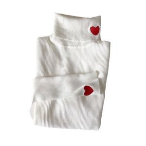 VILZSTUDIOS Charming Heart Embroidery Turtleneck Jumper from VILZSTUDIOS