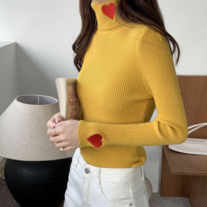 VILZSTUDIOS Charming Heart Embroidery Turtleneck Jumper from VILZSTUDIOS