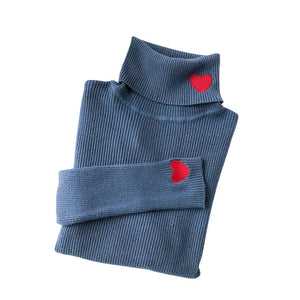 VILZSTUDIOS Charming Heart Embroidery Turtleneck Jumper from VILZSTUDIOS