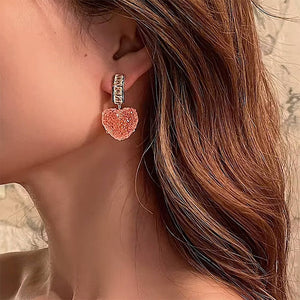 VILZSTUDIOS Charming heart drop earrings with sugar texture and crystal accents