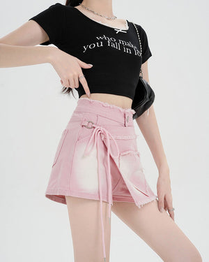 VILZSTUDIOS Charming Heart Wrap Denim Skort product image
