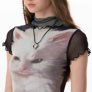 VILZSTUDIOS Y2K top featuring a charming kitten graphic design