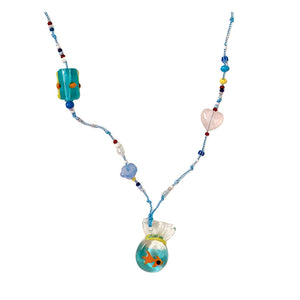 VILZSTUDIOS Koi fish pendant necklace with glass charm and beads