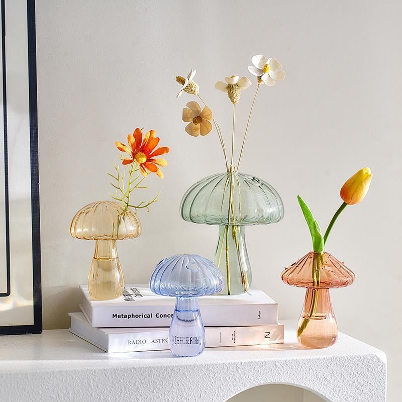 VILZSTUDIOS Nordic mushroom glass vase for home decoration