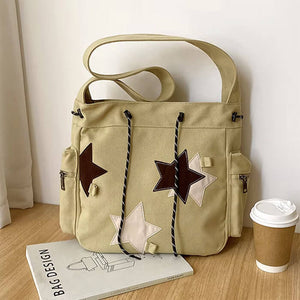 VILZSTUDIOS Stylish crossbody bag with star patches and compartments