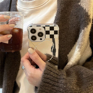 VILZSTUDIOS Checkerboard reflective iPhone case for stylish protection