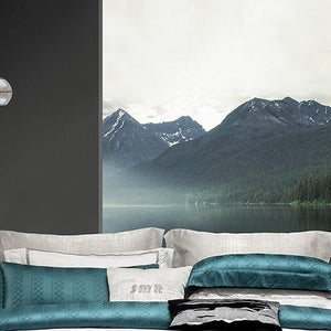 VILZSTUDIOS steel blue satin checkerboard stripe duvet cover set with wide flanged borders