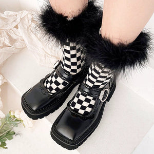 VILZSTUDIOS Stylish checkered plush socks for everyday wear