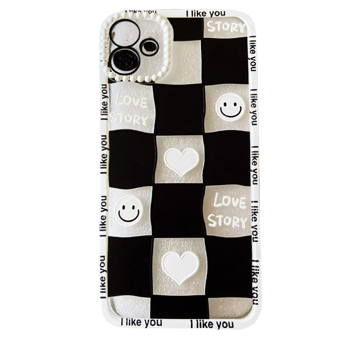 VILZSTUDIOS Checkered iPhone case with smiley design
