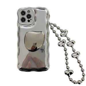 VILZSTUDIOS Trendy phone case with silver bead chain design