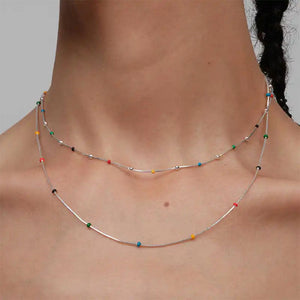VILZSTUDIOS Chic beaded chain necklace with colorful accents