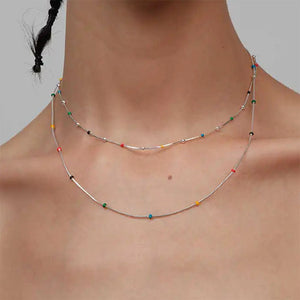 VILZSTUDIOS Chic beaded chain necklace with colorful accents