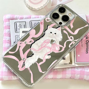 VILZSTUDIOS Stylish iPhone case featuring a bow and kitten design