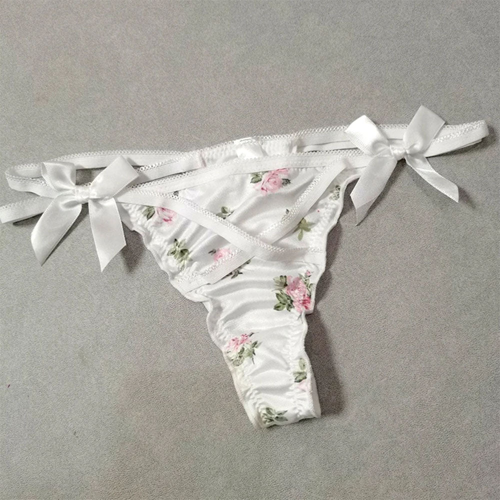 VILZSTUDIOS Floral lace panty with bow and side ties