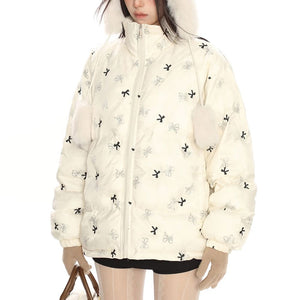 VILZSTUDIOS Chic Bow Quilted Puffer Jacket from VILZSTUDIOS