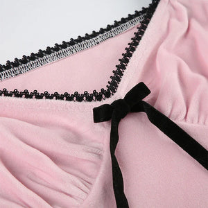 VILZSTUDIOS Chic Bow Velvet Crop Top from VILZSTUDIOS