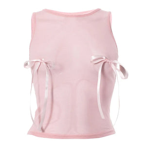 VILZSTUDIOS Chic Bowed Mesh Crop Top for stylish women's fashion