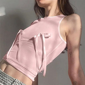 VILZSTUDIOS Chic Bowed Mesh Crop Top for stylish women's fashion