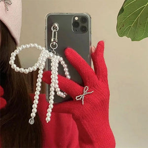 VILZSTUDIOS Stylish phone case with bowknot and pearl design