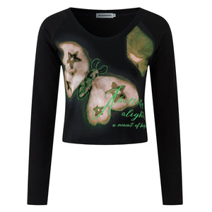 VILZSTUDIOS Chic butterfly graphic long sleeve top from VILZSTUDIOS