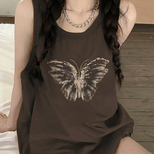 VILZSTUDIOS Chic butterfly graphic sleeveless tee