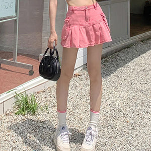 VILZSTUDIOS Chic cargo denim mini skirt for streetwear fashion