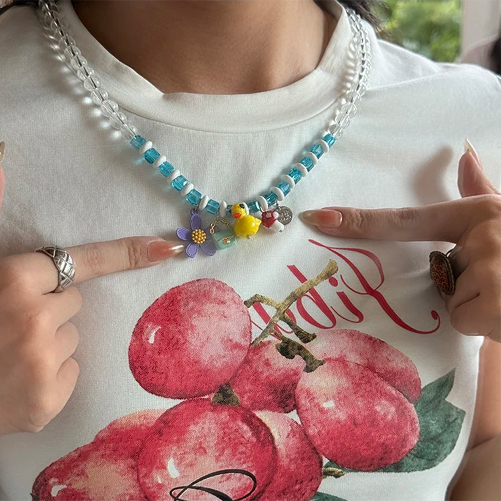 VILZSTUDIOS Beaded necklace with colorful charms for layering